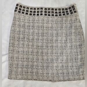The Limited Tan Studded Tweed Skirt